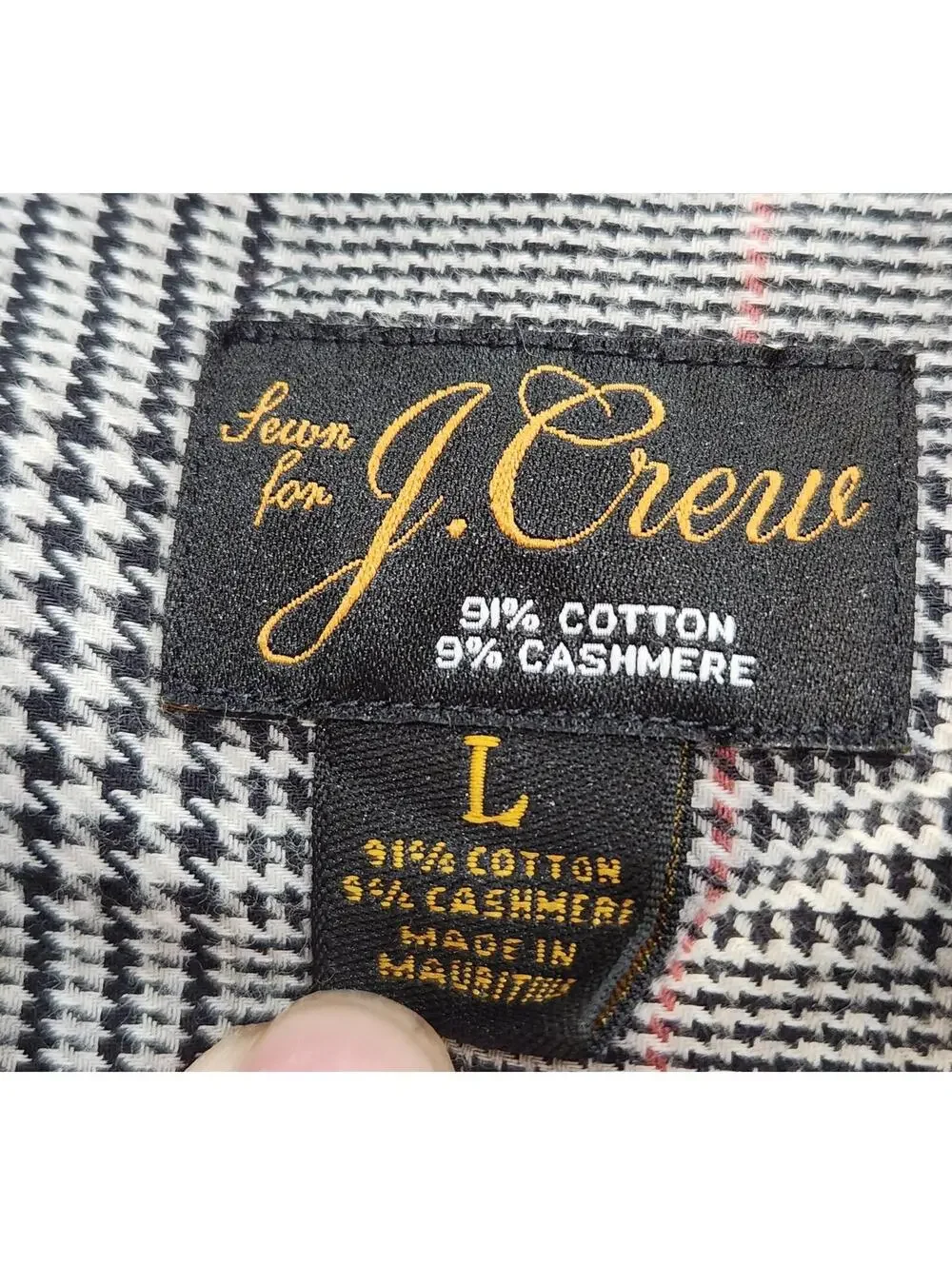 J.Crew Sevn for J.Crew Men's Plaid Button Front Shirt Size L Cotton Cashmere
